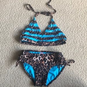 Justice cheetah print bikini, Size 8